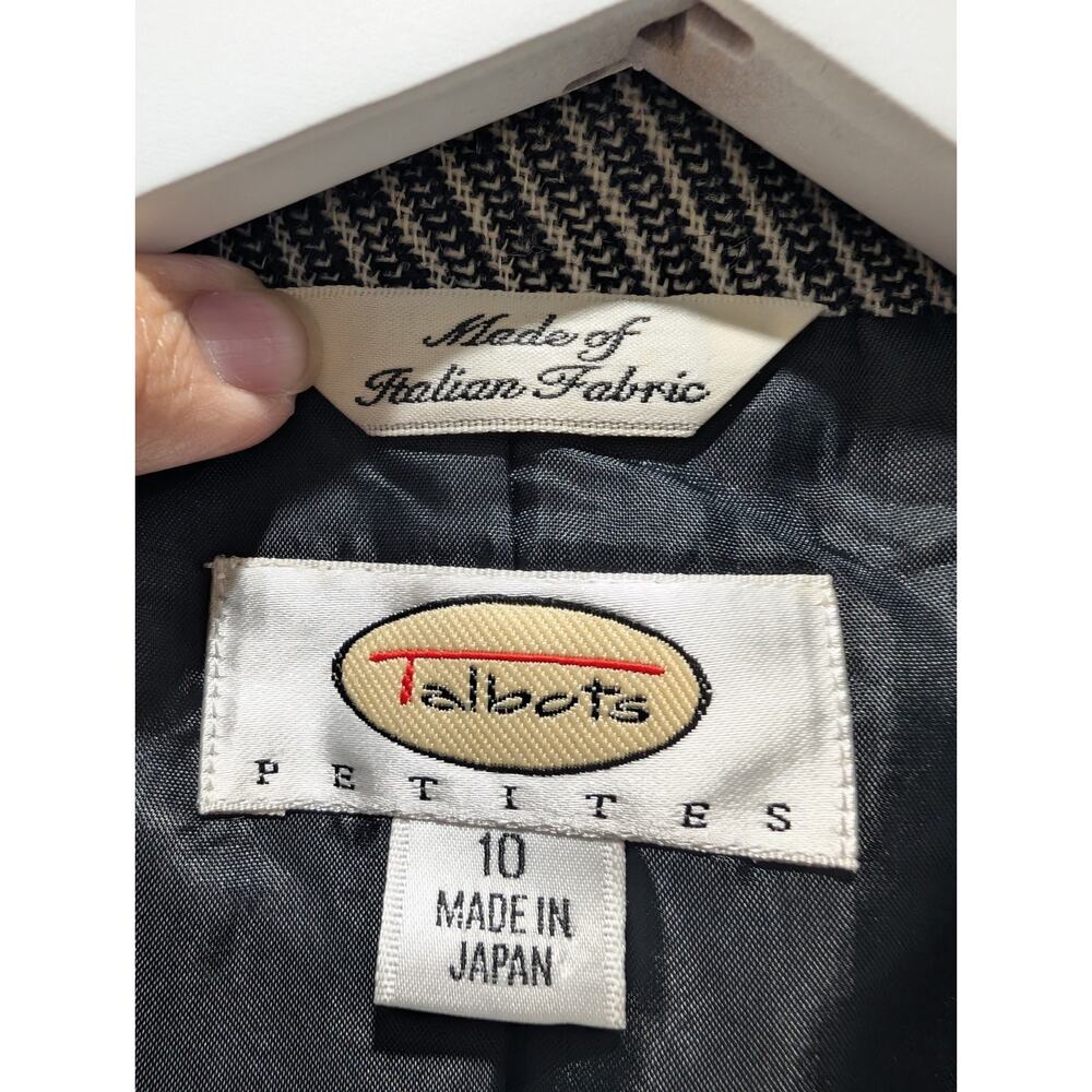 Talbots Petite Blazer 10 Gray 100% Wool Herringbone Jacket Japan Classic Belt - Picture 3 of 16